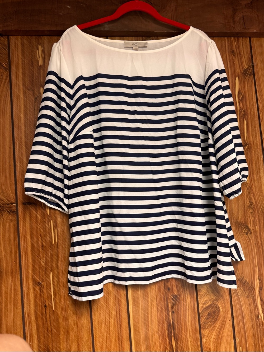 NWT-Loft Navy and White Striped Boatneck Top - size 22